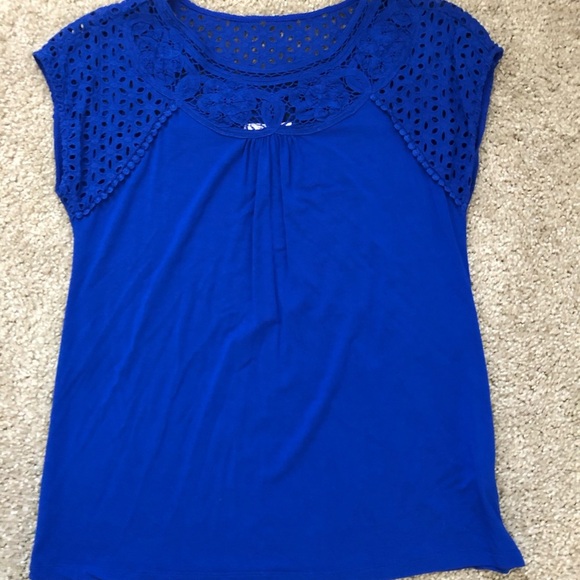 Skies Are Blue..Blue Lace Dress Top - Picture 2 of 2